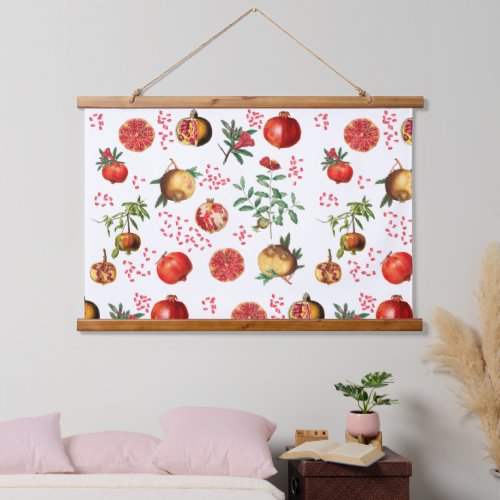 Watercolor Pomegranate Mediterranean Fruit Pattern Hanging Tapestry