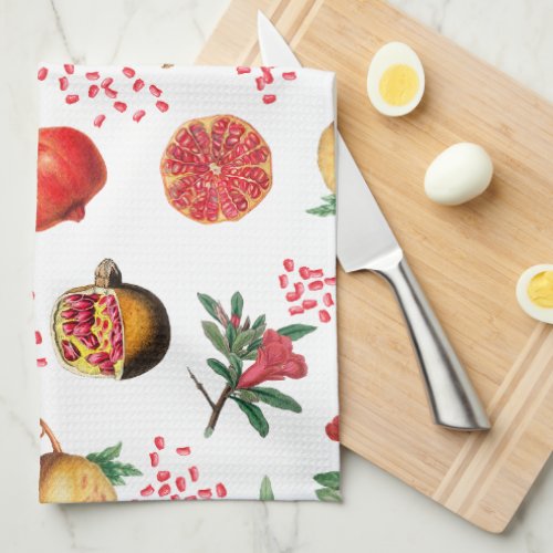 Watercolor Pomegranate Mediterranean Fruit Pattern Kitchen Towel