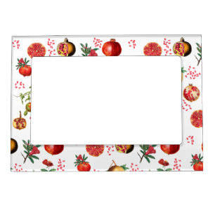 Watercolor Pomegranate Mediterranean Fruit Pattern Magnetic Frame