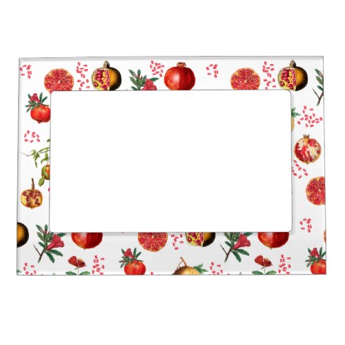 Watercolor Pomegranate Mediterranean Fruit Pattern Magnetic Frame