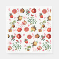Watercolor Pomegranate Mediterranean Fruit Pattern