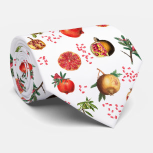 Watercolor Pomegranate Mediterranean Fruit Pattern Neck Tie