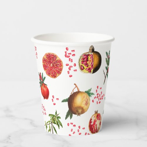 Watercolor Pomegranate Mediterranean Fruit Pattern Paper Cups