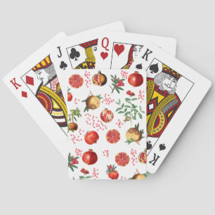 Watercolor Pomegranate Mediterranean Fruit Pattern Poker Cards