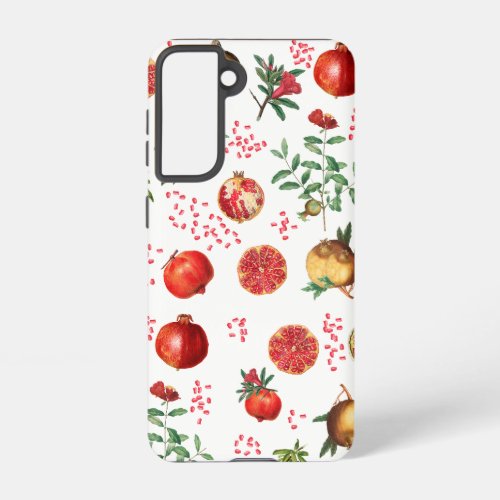 Watercolor Pomegranate Mediterranean Fruit Pattern Samsung Galaxy S21 Case