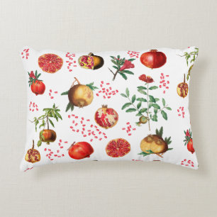 Watercolor Pomegranate Mediterranean Pattern Accent Pillow