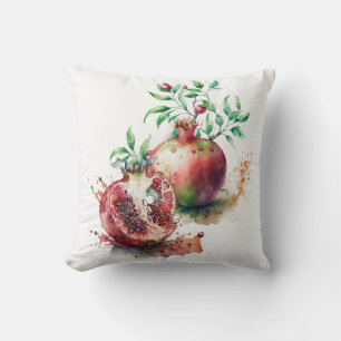Watercolor Pomegranates Throw Pillow