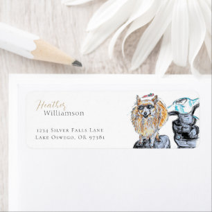 Watercolor Pomeranian Dog Christmas Label
