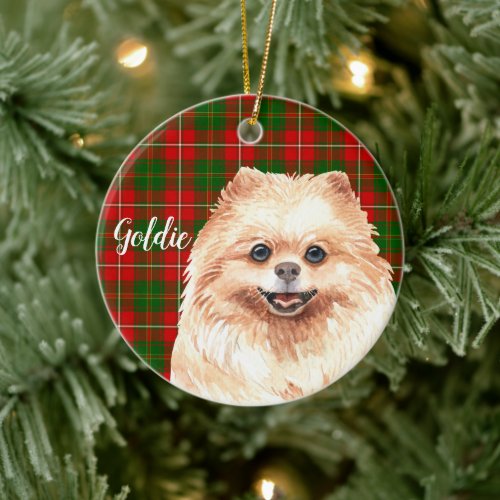 Watercolor Pomeranian Personalized Ceramic Ornament