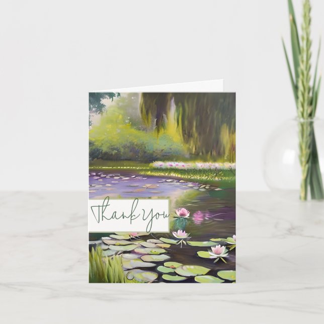 Watercolor pond and lilies customizable card (Front)