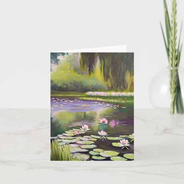Watercolor pond and lilies customizable card (Front)