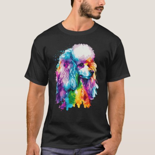 Watercolor Poodle Colorful Pet Poodles Dog Lover_1 T-Shirt