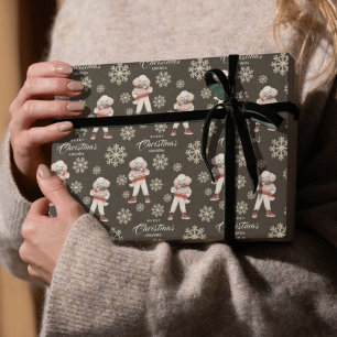 Watercolor Poodle Dog Brown Christmas Wrapping Paper