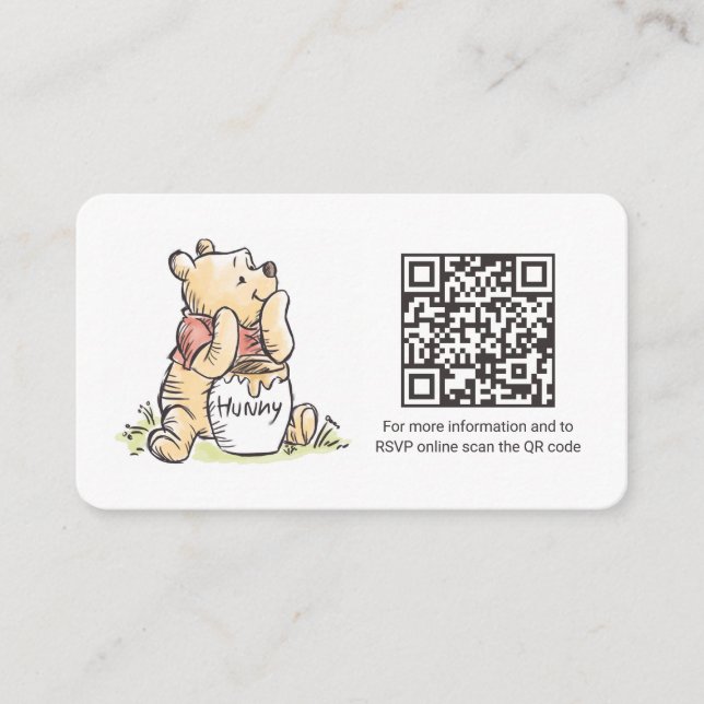 Watercolor Pooh Baby Shower Gift Registry Enclosure Card (Front)