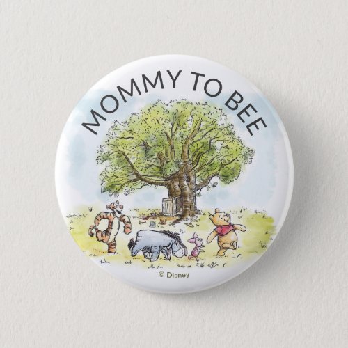 Watercolor Pooh  Pals Baby Shower Mommy to Bee Button