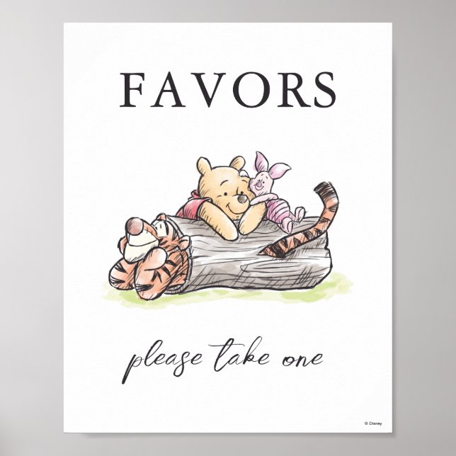 Watercolor Pooh & Pals Baby Shower Poster (Front)