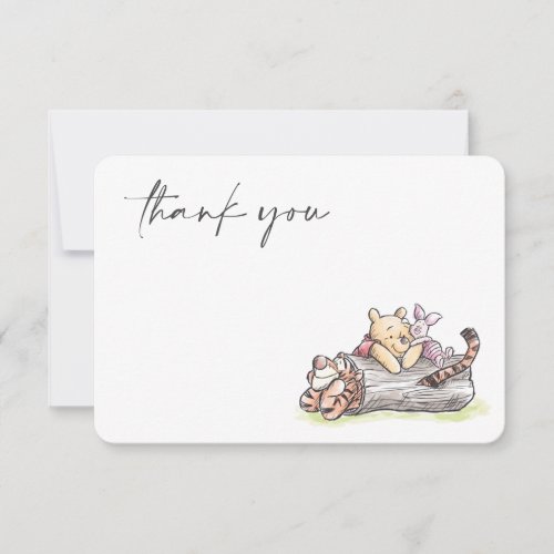 Watercolor Pooh  Pals Baby Shower Thank You Invitation