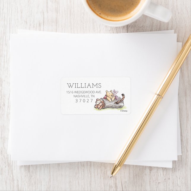 Watercolor Pooh & Pals Birthday Label (Insitu)