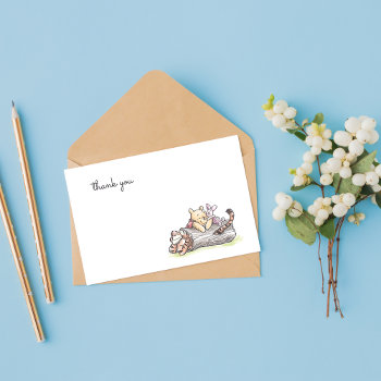 Watercolor Pooh & Pals First Birthday Thank You  Invitation by winniethepooh at Zazzle