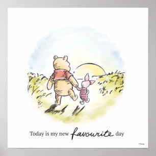 Watercolor Pooh & Piglet Poster