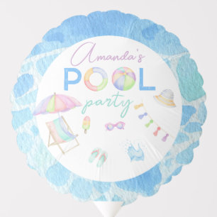 Watercolor Pool Birthday Party Pool Swimming  Balloon