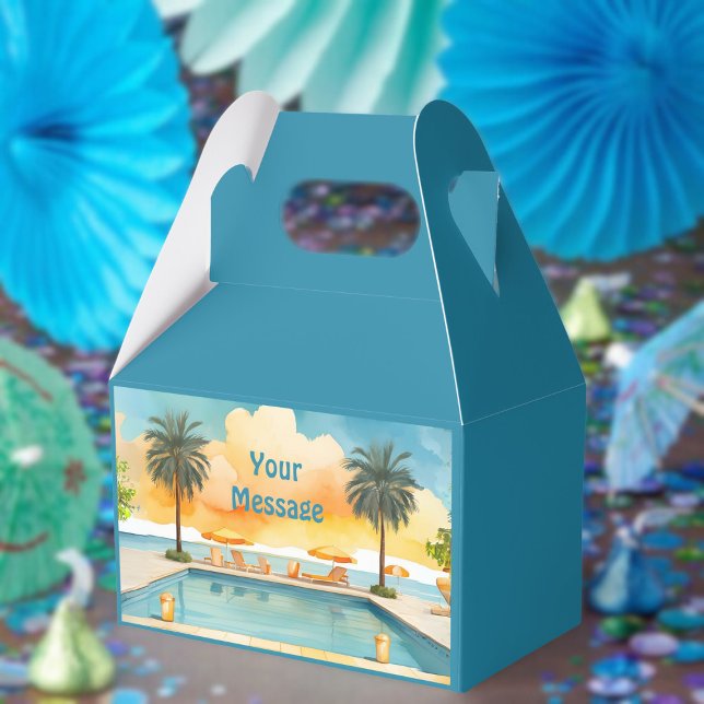 Watercolor Pool Summer Party Favor Boxes (Creator Uploaded)