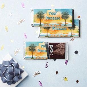 Watercolor Pool Summer Party Hershey Bar Favors