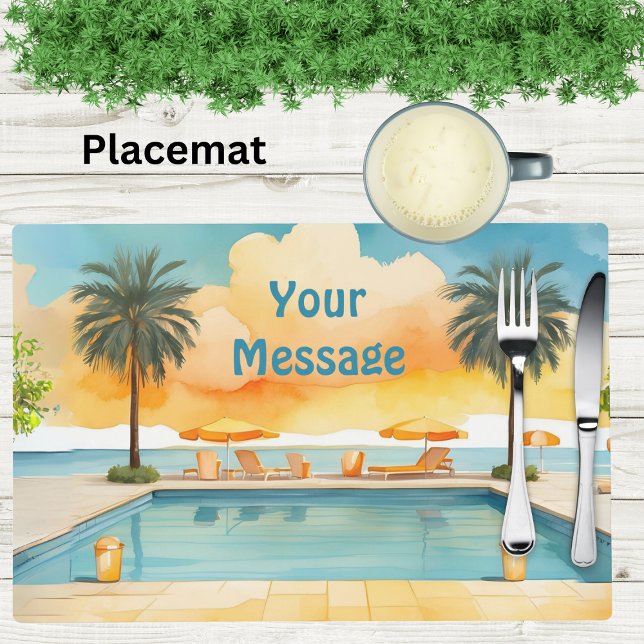 Watercolor Pool Summer Party Placemat (Creator Uploaded)