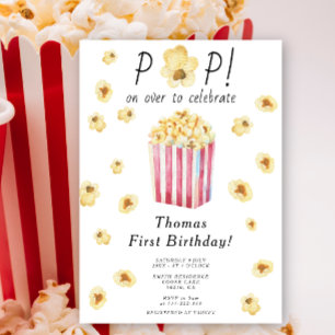 Watercolor Pop on over Kids Birthday Party Invitation