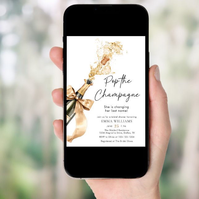 Watercolor Pop The Champagne Bridal Shower Invitation (Front Digital)
