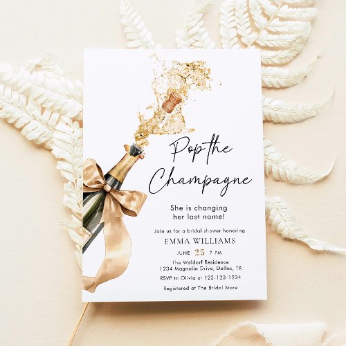 Watercolor Pop The Champagne Bridal Shower Invitation