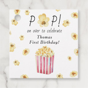 Watercolor Popcorn Kids Birthday Party Favor Tags