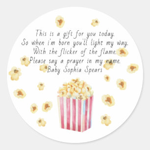 Watercolor Popcorn Prayers Candle  Classic Round Sticker