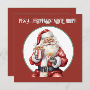 watercolor popcorn Santa movie Invitation