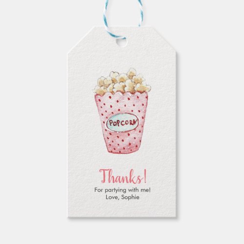 Watercolor Popcorn Thank you tags  Favor tags