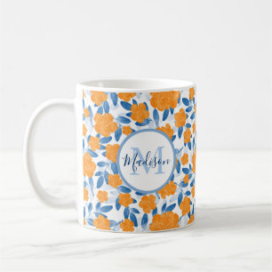 Watercolor Poppies and Leaves Pattern Coffee Mug