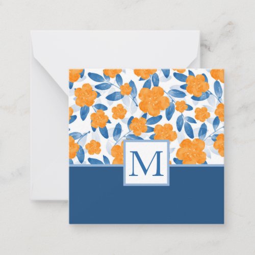 Watercolor poppies and Leaves Pattern Note Card