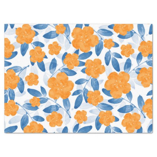 Watercolor poppies and Leaves Pattern Tissue Paper