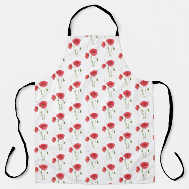 Watercolor Poppies Apron (Front)