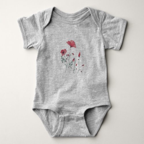 Watercolor Poppies Baby Bodysuit