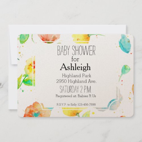 Watercolor Poppies baby shower Invitation