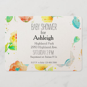 Watercolor Poppies baby shower Invitation