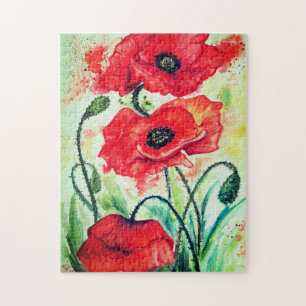 Watercolor - Poppies - Beautiful - Jigsaw Puzzle
