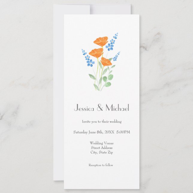 Watercolor Poppies Bouquet Invitation (Front)