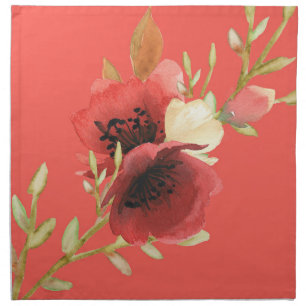 Watercolor Poppies Cloth Napkin