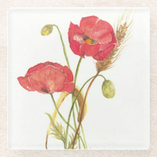 Watercolor Poppies Coaster