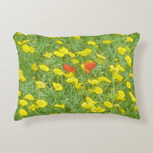 Watercolor poppies decorative pillow