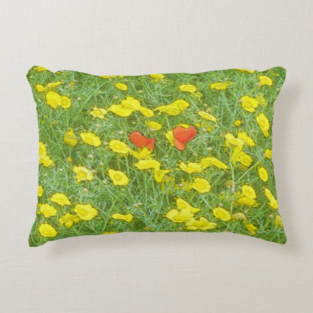 Watercolor poppies decorative pillow (Front)