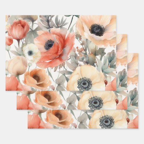 WATERCOLOR POPPIES DECOUPAGE DECORATIVE PAPER