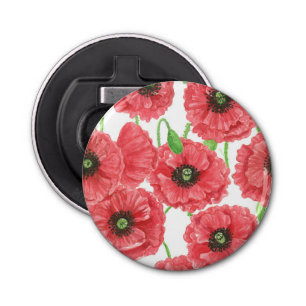Watercolor poppies floral pattern bottle opener